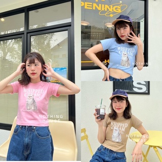 ♡Crop top♡เสื้อครอปน้องแมว-ป้ายNothing house🏷