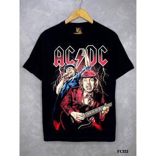 Acdcเสื้อยืดสีดำสกรีนลายFC323