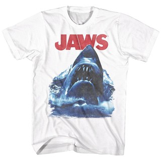 เสื้อยืดลําลอง แขนสั้น พิมพ์ลายโลโก้ภาพยนตร์ตลก Jaws 1975 สําหรับผู้ชาย