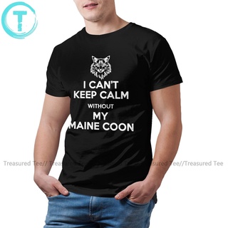 [S-5XL] เสื้อยืดแขนสั้น ผ้าฝ้าย 100 พิมพ์ลายแมว Maine Coon สําหรับผู้ชาย