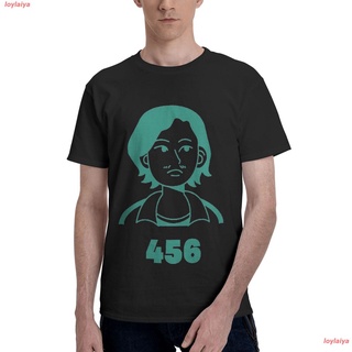 loylaiya สควิดเกม เล่นลุ้นตาย ละครเกาหลี เกาหลีใต้ Squid Game 456 Tshirts Cotton Mens Basic Short Sleeve T-Shirt ผู้ชาย