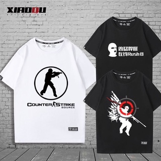 เสื้อยืดผู้ชาย CSGO counter-strike แขนสั้นเสื้อยืดนักเรียนชายและหญิง rushB เกมยิงเสื้อผ้าผ้าฝ้ายเสื้อยืดครึ่งแขน S-5XL