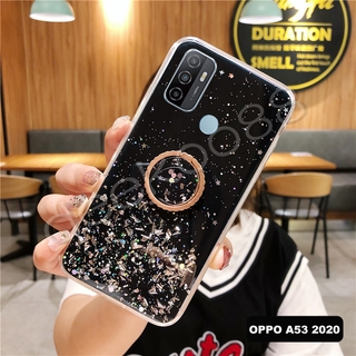 เคสโทรศัพท์ OPPO A53 A33 2020 A52 A92 A31 A12 A12E A7 A5S Phone Case Luxury Transparent Ring Holder Star Bling Case New Ins Selling Hot Solid Glitter Phone Casing for OPPO A5 A9 2020 เคส OPPOA53 OPPOA33