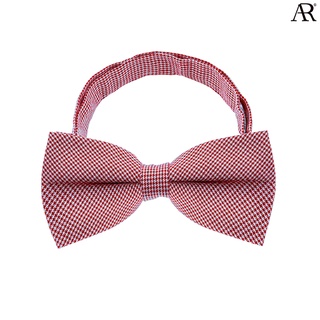 ANGELINO RUFOLO Bow Tie ผ้าไหมทอผสมคอตตอนคุณภาพเยี่ยม โบว์หูกระต่ายผู้ชาย ดีไซน์ Weave สีกรมท่า/สีแดง
