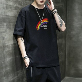 ผ้าไหมน้ำแข็งแขนสั้นTเสื้อผู้ชายแบรนด์ Tide2021ใหม่ในช่วงฤดูร้อนผ้าฝ้ายแขนสั้นเสื้อยืดห้าจุดเสื้อ bottoming เสื้อผ้า