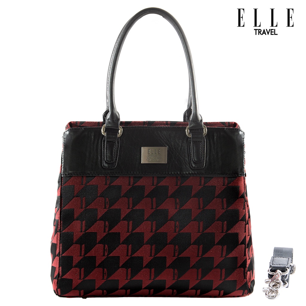 elle-travel-dido-collection-vertical-womans-tote-travel-bag-houndstooth-jacquard-and-leather-82340
