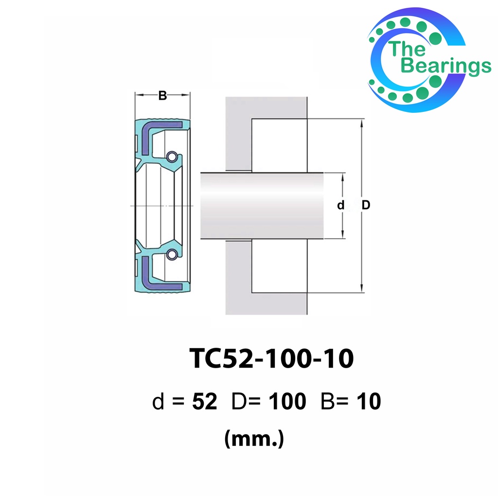 TC 52-100-10 Oil seal TC ออยซีล ซีลยาง ซีลกันน้ำมัน ขนาดรูใน 52 ...