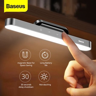 Baseus โคมไฟตั้งโต๊ะ LED แบบแม่เหล็ก ไร้สาย ชาร์จ USB สําหรับอ่านหนังสือ ห้องนอน ห้องครัว