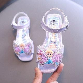 ♦รองเท้าแตะ Rhinestone Aisha Princess ของเด็กผู้หญิง 2021 ฤดูร้อนใหม่เวอร์ชั่นเกาหลีรองเท้าส้นสูงเต้นรำคริสตัลรองเท้าสำห