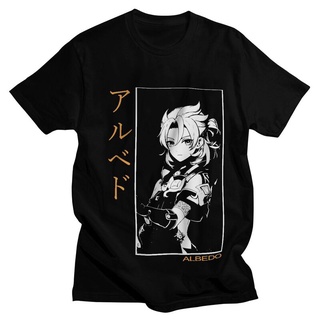 Cool Albedo Genshin Impact T Shirt Men Short Sleeves Cotton T-shirt Graphic Anime Game Tee Tops Streetwear Harajuku Tshi