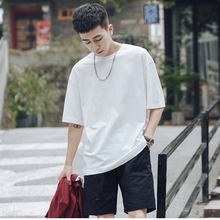 夏季纯色男士Tเสื้อเวอร์ชั่นเกาหลีของแนวโน้มของหลวมแขนสั้นคอกลมนักเรียนชายสีขาวเสื้อแขนสั้นความเห็นอกเห็นใจ