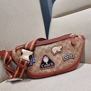 COACH C6678 LEAGUE BELT BAG IN SIGNATURE CANVAS WITH VARSITY PATCHES