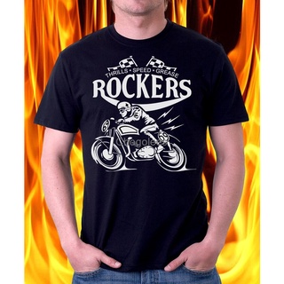 [ออลแมตช์] Rockers Cafe Racer รถจักรยานยนต์ เสื้อไบค์เก็ต-เสื้อผู้ชายเสื้อยืดผ้าฝ้าย 100% Gildan %5B