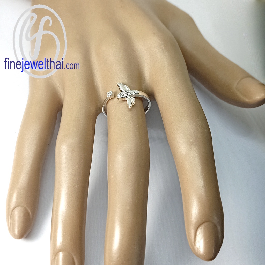 finejewelthai-แหวนแมลงปอ-แหวนเพชร-เพชรสังเคราะห์-แหวนเงินแท้-dragonfly-diamond-cz-silver-ring-r1442cz