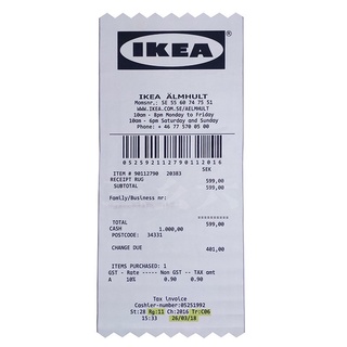 นักออกแบบ!Ikea พรมปูพื้น ลายใบเสร็จรับเงิน 90 ซม. * 200 ซม. สําหรับตกแต่งห้องนั่งเล่น