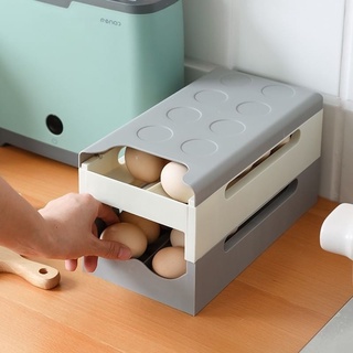 กล่องเก็บไข่สไลด์ 2 ชั้นเก็บ Egg storage box 2 layers slide  29.3x15.5x16 ซม.