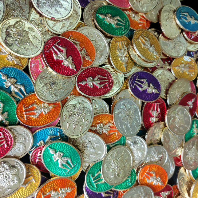เหรียญท้าวเวสสุวรรณ7สีคละสี-เหรียญท้าวเวส-พระเหรียญ-ท้าวเวสสุวรรณ