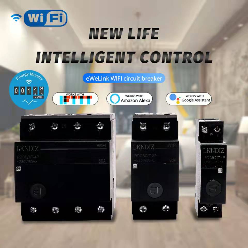 1P 2P 32A 63A 80A Din Rail WIFI Circuit Breaker Energy Monitoring Smart