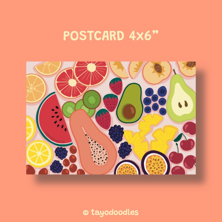 ราคาและรีวิวโปสการ์ดผลไม้ฝรั่งน่ารัก cute Western fruit postcard