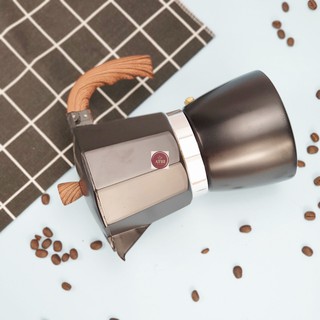 หม้อต้มกาแฟ มอคค่าพอท (MOKA POT) อลูมิเนียม (สีดำ) ขนาด 6 ถ้วย