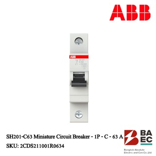 ABB SH201-C63 เซอร์กิตเบรกเกอร์ 63 Amp 1P 6KA