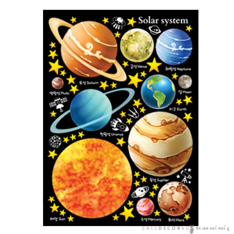 วอลล์สติ๊กเกอร์-สติกเกอร์เรืองแสงดวงดาวในจักรวาล-space-solar-system-fds-21208