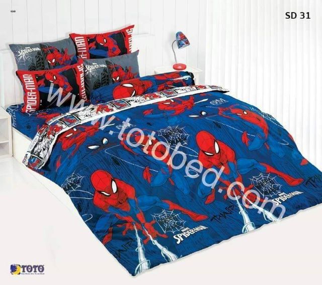 ผ้าปูที่นอน-ผ้านวม-ครบชุด-toto-ลายลิขสิทธิ์-spider-man