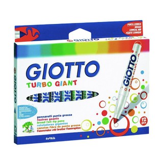 (โค้ดINCSM4Lขั้นต่ำ49ลด20) GIOTTO Turbo Giant 12 Colours (ปากกาเมจิกหัวทรงกรวย)