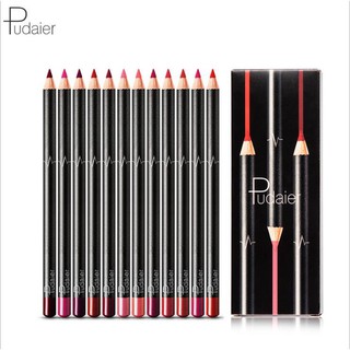 สินค้า Pudaier ดินสอเขียนขอบปาก กันน้ำ ติดทนนาน 12 สี 1 ชิ้น