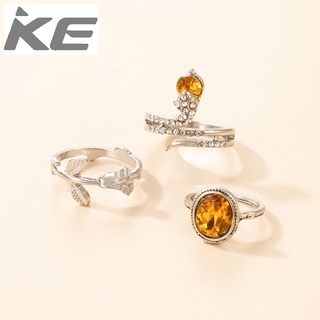 Gold Snake Ring Unisex Exaggerated Yellow Diamond Rose 3 Piece Ring for girls for women for me