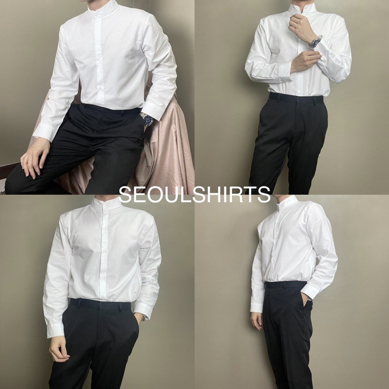 ภาพสินค้าS7: พร้อมส่ง เสื้อเชิ้ตคอจีนแขนยาว ทรงเกาหลี 4สี มีไซซ์ ผ้า OXFORD ผ้าดีหนาไม่บาง ใส่สบาย ปกคอตั้งสูงโมเดิร์น เชิ้ตทำงาน จากร้าน seoulshirts_official บน Shopee ภาพที่ 1