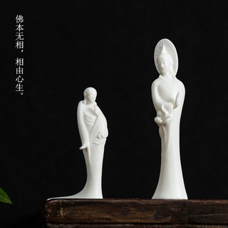 ♠❐Zen-like พระภิกษุสงฆ์รูปพระพุทธรูปสายธูปเสียบเครื่องประดับพอร์ซเลนสีขาวโมเดิร์น minimalist จีน office home อุปกรณ์เสริ