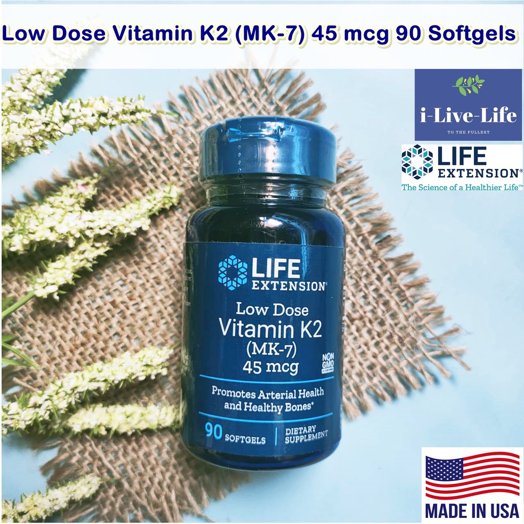 Life Extension Low Dose Vitamin K2 (MK7) 45mcg 90 Softgels วิตามินเค