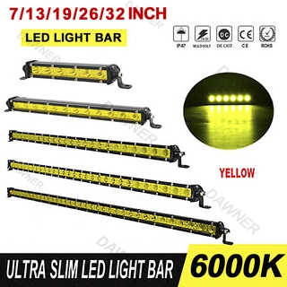 หลอดไฟ Led สปอร์ตไลท์ รถยนต์ 7 13 19 26 32 นิ้ว สีเหลือง สําหรับติดรถยนต์ Suv รถออฟโรด 12V 24V