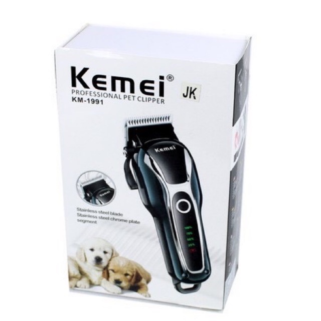 kemei-km-1991-ปัตตาเลี่ยนสุนัขไร้สาย-พร้อมอุปกรณ์ตัดแต่งเล็บ-ชุดใหญ๋เหมาะสำหรับช่าง-บอกเปอร์เซนแบตเตอรี่