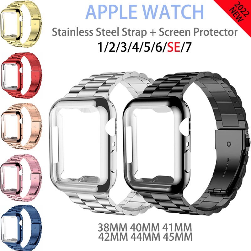 ภาพหน้าปกสินค้าเคสนาฬิกาข้อมือ สายสแตนเลสโลหะ ขนาด 38 มม. 42 มม. 41 มม. 49 มม. 45 มม. 44 มม. 40 มม. สําหรับ Apple Watch Series 8 ultra 7 6 5 4 3 2 1 Iwatch