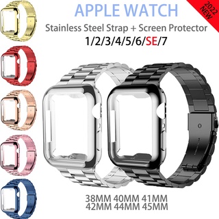 ภาพหน้าปกสินค้าเคสนาฬิกาข้อมือ สายสแตนเลสโลหะ ขนาด 38 มม. 42 มม. 41 มม. 49 มม. 45 มม. 44 มม. 40 มม. สําหรับ Apple Watch Series 8 ultra 7 6 5 4 3 2 1 Iwatch ที่เกี่ยวข้อง