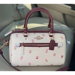 COACH ROWAN SATCHEL WITH HEART FLORAL PRINT