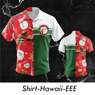 ส่งจากไทย ผลิตในไทย Bayza Style เสื้อฮาวาย christmas เสื้อคริสต์มาส เชิ้ตแฟชั่น รอบอก 38-52 ใส่ได้ทั้งชาย-หญิง แบบ EEE