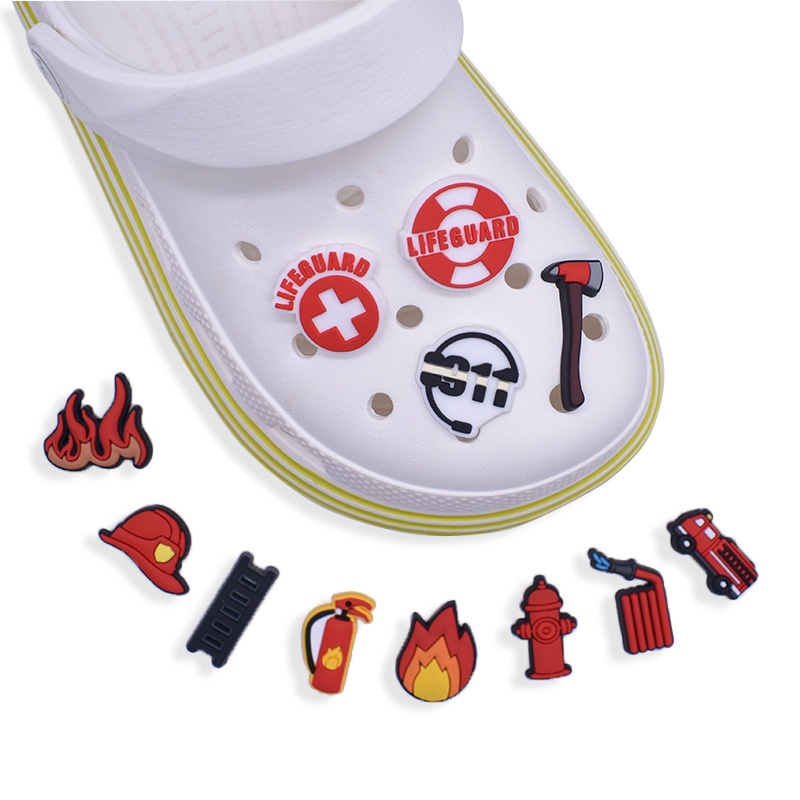 การ์ตูนดับเพลิง-รถดับเพลิง-jbt-croc-สําหรับเด็กสาว-รองเท้า-charm-jibbit-pin-สําหรับ-croc-อุปกรณ์ตกแต่งรองเท้า