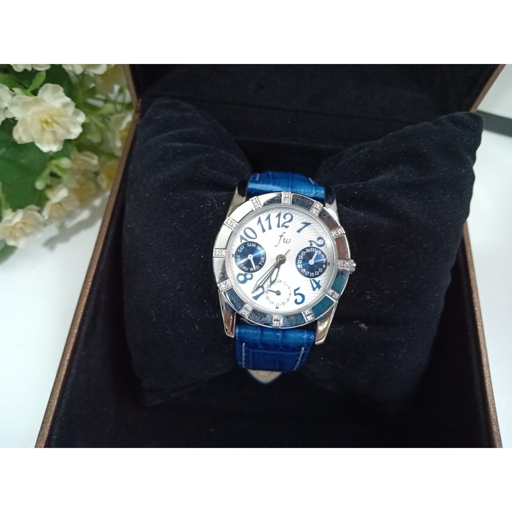 พร้อมส่ง-ida-watch-marina-blue-จากญี่ปุ่น-มือสอง-นาฬิกาข้อมือสายหนังสีน้ำเงิน