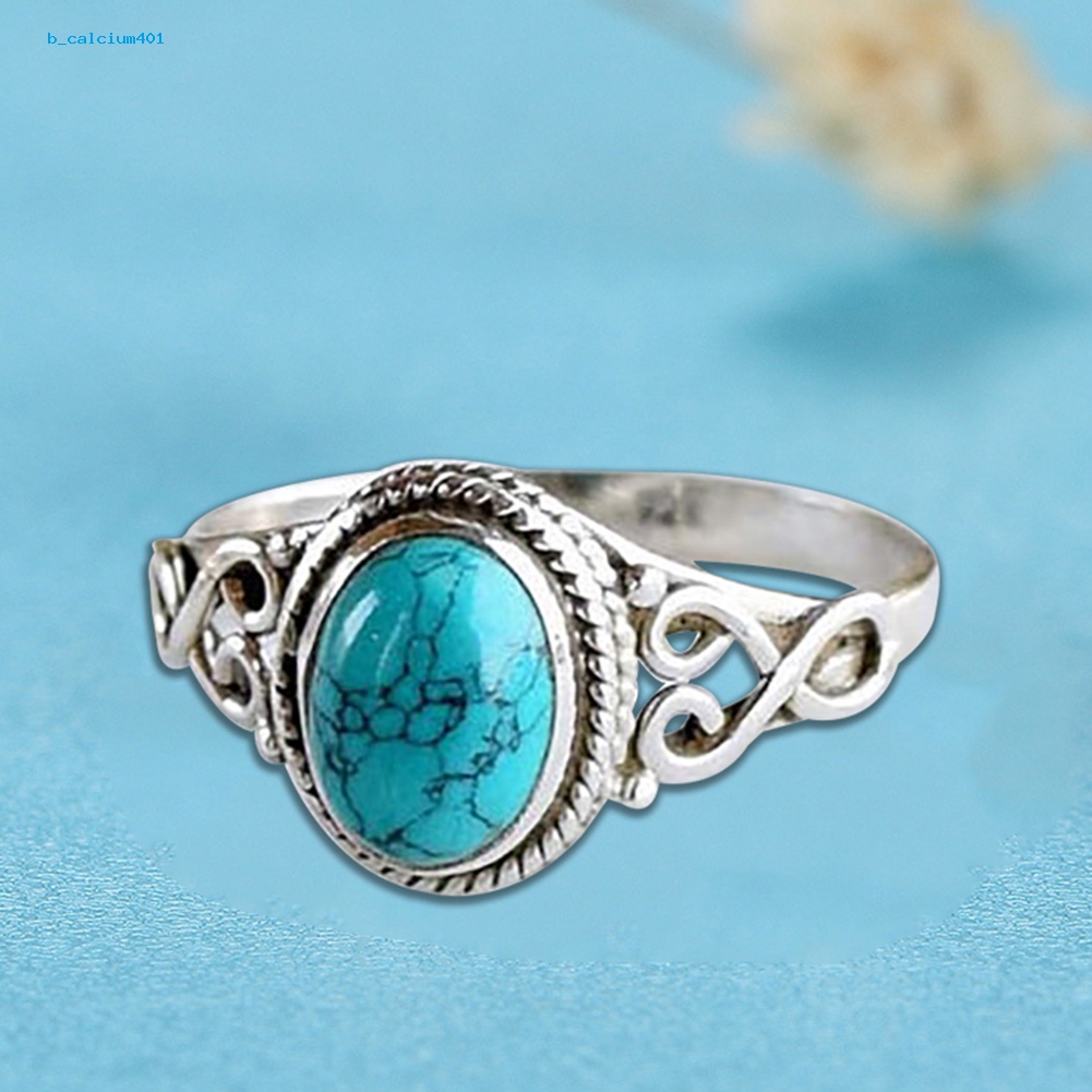 ภาพหน้าปกสินค้าFarfi Antique Turquoise Natural Gemstone Bride Wedding Engagement Vintage Ring Gift จากร้าน b_calcium401.th บน Shopee