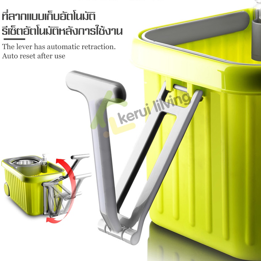 spin-mop-ไม้ถูพื้นสเเตนเลส-ผ้าม็อบ-ไม้ถูพื้น-ชุดถังปั่น-ไม่เลอะมือ-สินค้าอย่างดี