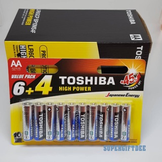 ภาพขนาดย่อของสินค้าถ่านalkaline SUPER POWER TOSHIBA แพค 10ก้อน(เลือกAAหรือAAA)