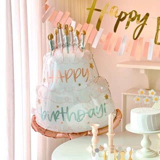 🎈💢ลูกโป่งวันเกิด ลูกโป่งเค้กยักษ์💢🇹🇭❗️ ลูกโป่งเค้ก ลูกโป่ง3ชั้น ลูกโป่งฟอยล์ birthday cake balloon[พร้อมส่งจากไทย]