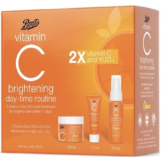 🔥ชุดset 3 ชิ้น🔥 Boots Vitamin C Brightening Day-Time Routine-บู๊ทส์วิตามินซีเพิ่มความกระจ่างใสในเวลากลางวัน