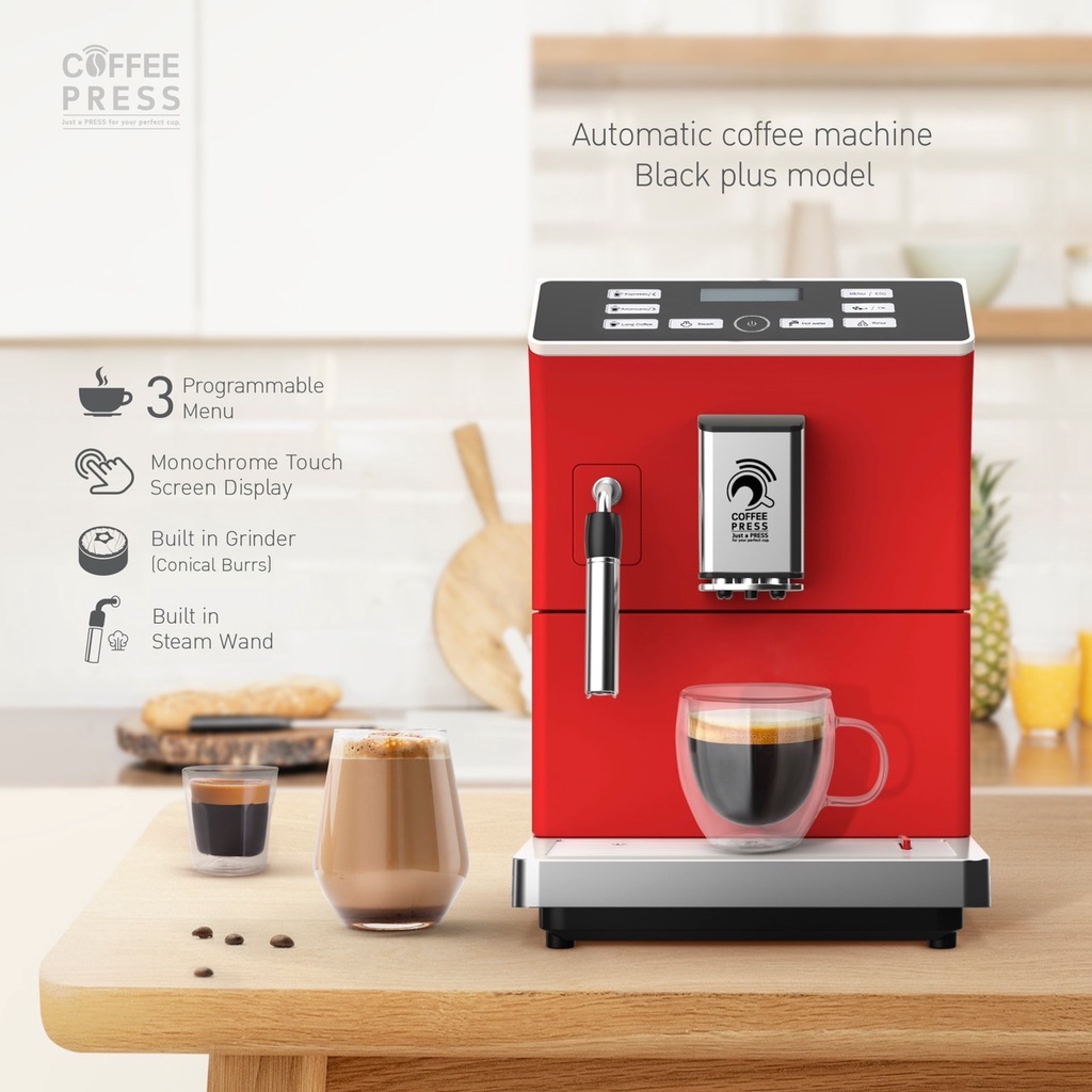 coffee-press-เครื่องชงกาแฟอัตโนมัติ-black-plus-gen5-สีแดง-fully-automatic-espresso-coffee-machine