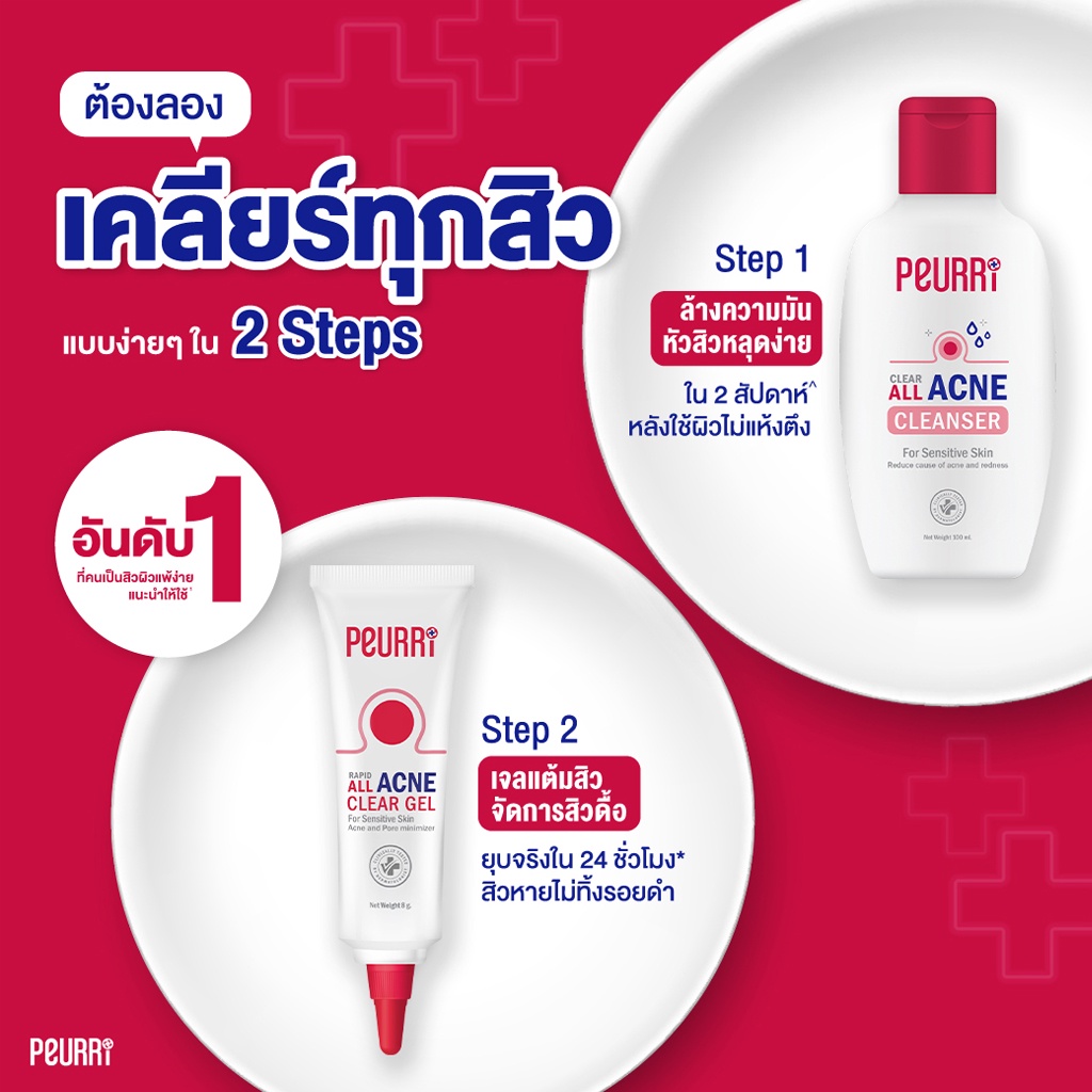 ถูก-ของแท้-เจลล้างหน้า-amp-เจลแต้มสิว-เพียวรี-แอคเน่-จบทุกปัญหาสิว-peurri-acne-cleanser-peurri-anti-acne-gel