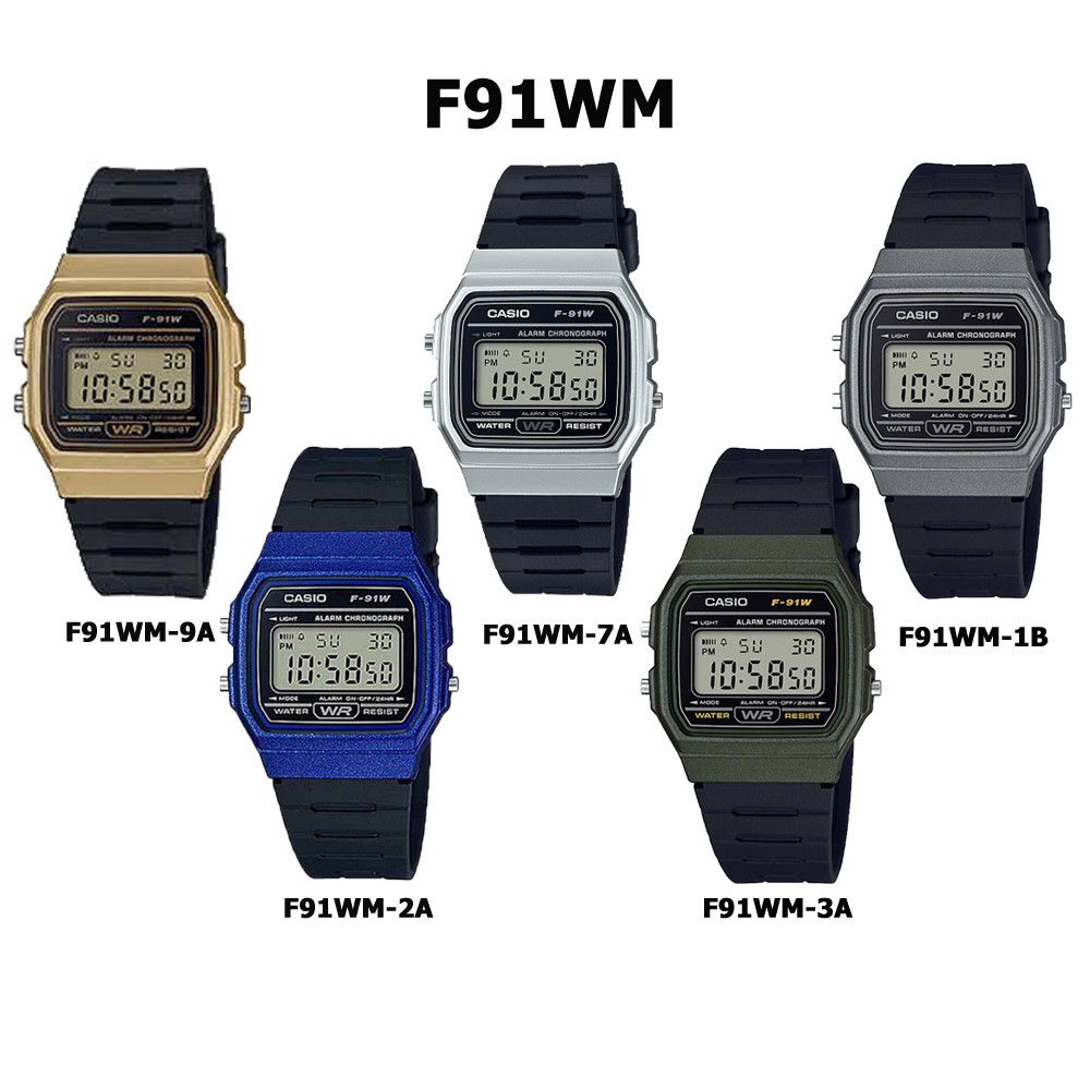ภาพหน้าปกสินค้าCASIO % รุ่น F91WM นาฬิกาผู้ชาย สุดทน สุดแกร่ง สายเรซิ่น มี 5 สี พร้อมกล่องและประกัน 1ปี F-91WM F91WM F91 F91W จากร้าน wewatchs บน Shopee