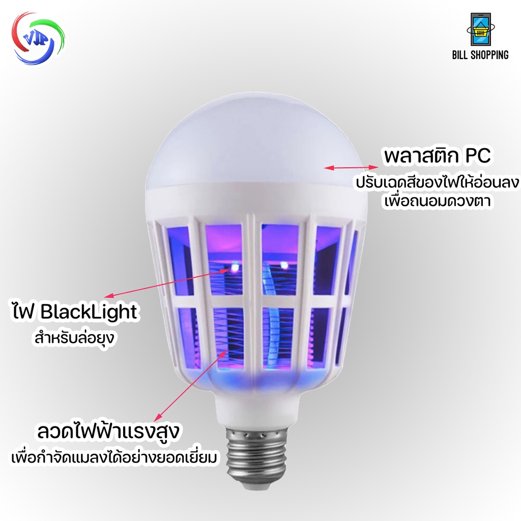 vjp-หลอดไฟดักยุง-led-18w-หลอดไฟความสว่างสูง-ไฟดักยุง-ไฟล่อยุง-หลอดไฟล่อยุง-หลอดไฟฆ่ายุง-หลอดไฟฆ่าแมลง-ไฟล่อแมลง